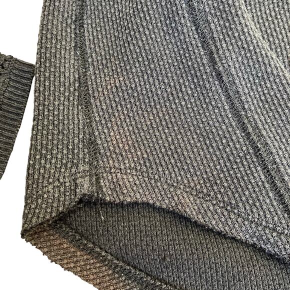 Free People We The Free XS Bandana Cuff Waffle Knit Thermal Shirt Charcoal Grey - Picture 12 of 16